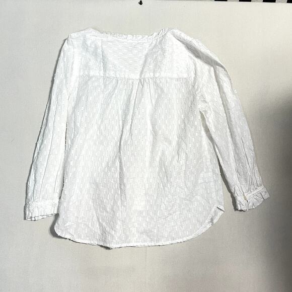 LOFT White Textured Striped Long Sleeve Blouse Top - Size S - Picture 3 of 7